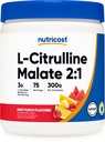 Nutricost L-Citrulline Malate 2 : 1 (300g) 과일 펀치 - 운동 지원, 근육 성능, 니트로 산화물 부스터 - 피트니스 보충 분말, 75 서빙