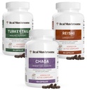 Reishi 415 Longevity 캡슐 (90ct), 터키 꼬리 버섯 추출물 면역 지원 (90ct), Chaga 추출물 버섯 보충교재 (120의 모자)
