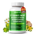 ST John 's Wort 14-in-1 Rhodiola Ashwagandha Chamomile Holy Basil L-Theanine Valerian Passionflower와 자연 혼합 - 150 Count - Made & Tested in The USA
