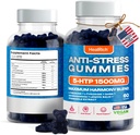 Stress Relief Gummies - 1500MG 5HTP with L-Theanine Gaba & L-Tyrosine - Ashwagandha Herbal Supplement 지원 Intellectual Alertness Vegan Brain Mood Booost 보충 교재 for Kids & Adults Made in USA
