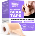 수술 흉터를위한 AWD 실리콘 스카프 시트 - C 섹션, Tummy Tuck Tape 용 원활한 의료용 실리콘 스카프 테이프 - 수술 후 실리콘 피부 패치가 있어야합니다 (1.6 "x 60"X XNUMX)