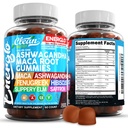 Ashwagandha Maca Root Gummies with Fenugreek Hibiscus Slippery Elm Saffron Extract & Beta Carotene | 복숭아 풍미 Vegan Gummy 비타민 Adaptogen Cortisol 보충 Energlo Clean Nutra