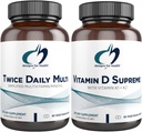 건강 Multivitamin + 비타민 D / K 보충 번들을위한 디자인 - 비타민 D 대 (60 캡슐)과 Twice Daily Multi (60 캡슐) 5000 IU 비타민 D3