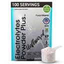 PowerVitamin Unflavored Electrolytes Powder 매일 에너지를위한 설탕 없음 - Keto Electrolytes - 1000mg 칼륨, 120mg 칼슘, 마그네슘, 스테비아 없음, 100 인분 분말