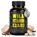 야생 식품 5000iu 비타민 D3 + K2 | (100mcg Mk7) 검은 후추 추출물, 식물 기반, 비 GMO, 콩 및 글루텐 - 무료 | 다이어트 보충 | 미국에서 만든 | 60 캡슐
