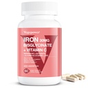 여자 & 남자를 위한 철 Bisglycinate 보충교재 - 비타민 C, B12, Folic 산을 가진 30mg 철 알약 - 빈혈, 건강 혈액을 위한 킬레이트 철 - 높은 흡수, 글루텐 자유로운, 비 GMO - 60 Vegan 모자