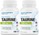 Puregen Labs 타우린 1000mg [고전력] 총 240 Veg 캡슐 | Harmful additives | Non-GMO, NO Gluten 및 Dairy, 지원 심장 건강 및 근육 회복 | 미국에서 만든