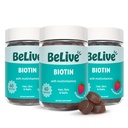 BeLive Biotin Gummies - 피부, 손톱 및 헤어 비타민 A, C, D, E, B12, 아연, Folate & Inositol, 노화 방지, 에너지 및 콜라겐 부스트, Multivitamin 구미 - 딸기 | 3-Pack