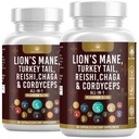 사자 Mane 터키 꼬리 Reishi Cordyceps Chaga Marshmallow 뿌리와 버섯 보충 - 120 조사
