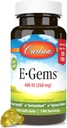 Carlson - E-Gems 400 IU (268 mg), 천연 소스 비타민 E, Optimal Wellness, 140 소프트 젤