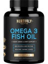 오메가 3 생선 기름 2000mg, 800mg EPA 및 600mg DHA - Enteric 코팅 및 Burpless - 지원 뇌, 심장 - Burpless, 비 GMO, 제 3 자 실험실 테스트 및 NSF 인증 - 120 Softgels