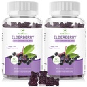 AFXMATE Sambucus 검정 Elderberry Gummies와 아연과 비타민 C 성인 아이 면역 지원, 설탕 무료 120 조사