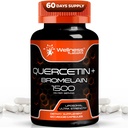 Bromelain 보충교재를 가진 Quercetin - 1500mg - 남자와 여자를 위한 면역 지원 그리고 심장 건강 캡슐, Quercetin 보충교재 도움 지원 합동 & 건강한 호흡 체계 - 120 조사