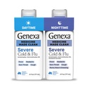 Genexa Clean Cold & Flu Daytime + Nighttime Severe Relief, 염료 무료, 0% 인공 첨가물, Acetaminophen Fever Reducer, 기침 억제제, 항히스타민, 유기 블루 베리 맛, 12 fl oz (2 팩)
