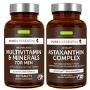 남성 + Astaxanthin Complex Vegan 번들을위한 멀티비타민 및 광물, 강화 된 릴리스 고급 멀티비타민 + 4 mg H. Pluvialis Natural Astaxanthin, Igennus