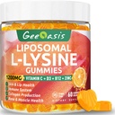 Liposomal L-lysine Gummies 1200mg의 비타민 C, D3, B12 & 성인 & 아이를 위한 아연을 가진 Lysine Chewable 보충교재, Immune & 교원질 지원, 입술 & 피부 건강, 채식주의자, 자연적인 과일 풍미, 60CT