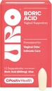 O Positiv URO Boric Acid Vaginal Suppository - Lactic Acid 및 Aloe for Fast Relief 및 Vaginal Odor Control - Vegan, Parabens, 염료 및 향수에서 무료 - 12 Count (Pack of 1)