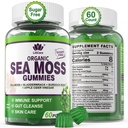 Sea Moss Gummies - 성인 및 어린이를위한 아일랜드어 Sea Moss Gummies - 유기 Bladderwrack 및 Burdock 뿌리 추출물, 매일 면역, Gut Cleanse, Vegan, 60 조사와 고급 Superfood Seamoss 보충