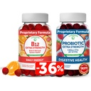 Lunakai 비타민 B12 및 Probiotic Gummies 번들 - 성인 에너지 지원 및 뼈 건강을 위해 3000 mcg 거미 - 여성 및 남성을위한 비타민 C와 소화 Gut 건강을위한 5 억 CFUs