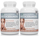 Biotin 노화 방지 보충교재, 주름 제거제 및 Phytoceramides 비타민 A, C, D 및 E, 2개의 병 팩, 120 캡슐 40mg, 글루텐 자유로운을 가진 얼굴 Moisturizing를 근거를 둔 Phytoceramides 밥