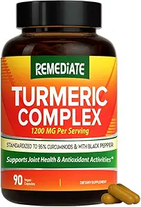 심황 쿠르쿠민, 1200 mg 심황 뿌리 추출물 & 분말은, 95% Curcuminoids, 높은 힘 합동 건강 지원, 까만 고추를 가진 강화된 흡수, 90 Vegan 모자를 표준화했습니다