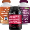 Ceylon Cinnamon (1pk), Fadogia Tongkat Ali (1pk) 및 Nitric 산화물 (1pk) 보충 번들 - 심장, 에너지, 남성 웰빙, & 면역 지원을위한 강력한 비타민 - 비 GMO, Vegan, 글루텐 프리