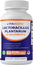 Vitamatic Lactobacillus Plantarum - DR 캡슐 당 20 억 - 60 개 - 소화 지원 - Prebiotic Inulin 섬유로 제작