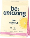 BE AMAZING Pre 운동 분말, 125mg 천연 카페인, Ashwagandha 및 Adaptogens, 설탕 무료 음료 혼합 남성과 여성, 글루텐 무료, 비 GMO, 핑크 레몬, 30 서빙