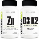 NutraBio 아연 킬레이트와 비타민 D3 K2 미네랄 보충 번들 – Proper 성장, 개발, 면역 체계 및 뼈와 심장 건강에 도움이 될 수있다