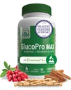 Health Thru Nutrition GlucoPro Max - 1,500mg Berberine, Chrominex + Chromium 및 1,000mg Cinnamon | Vegan, Non-GMO, 글루텐 무료 | 90 팩