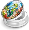 Pill Box-3 Compartment Purse & Pocket Mini Metal Pill Holder Travel Pill Container를 위한 작은 알약 케이스는 비타민 BPA-Free (Seahorse)를 보유합니다