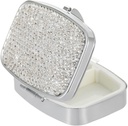 포켓 Pharmacy Bling 2 Compartment Medicine 주최자 포켓 (실버)을위한 소형 Pill Container Travel Pill Box Case