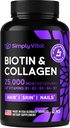 Keratin 25000 mcg와 Biotin 및 교원질 보충 교재 - 교원질 Keratin B Complex를 가진 머리 피부 & 못 비타민 - 미국에서 만드는 - 머리 성장 여자 & 남자 지원 피부를 위한 Biotin & 못, 60의 캡슐