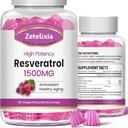 Sugar Free Resveratrol Gummies - 산화 방지제, 건강한 시효, 피부, 두뇌, 유기 - 120 Gummies를 위한 높은 순수성 Resveratrol 보충교재