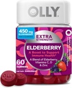 OLLY 여분 힘 Elderberry Gummies, 면역 지원, 450mg Elderberry, 비타민 C, D 및 아연, 베리 - 60 조사