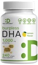 DHA 보조제 | 240 Softgels, Burpless, 레몬 맛, DHA 1000mg + EPA 500mg, 야생 잡힌 생선, 오메가-3s, Mercury Free, Non-GMO, 지원 뇌 심장 및 관절 건강