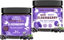 Llama Naturals Real Fruit Sambucus Elderberry Gummies for Kids & Adults | 추가 설탕 캔, 채식주의자, 유기 면역 지원 | 아연 및 천연 비타민 C | 식물 기반, 전체적인 Fa를 위한 Chewable Gummies