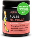 LEGION- All Natural Nitric Oxide Preworkout Drink to Boost Energy, Creatine Free, Naturally Sweetened, Beta Alanine, Citrulline, 알파 GPC (블루베리 레몬)