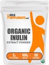 BulkSupplements.com 유기 Inulin 추출물 분말 - 섬유 보충교재, 초본 보충교재 - Inulin 분말 유기, 글루텐 자유로운 - 서빙 당 2g, 100g (3.5 oz) (팩 1)