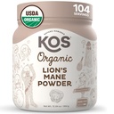 KOS Organic Lion's Mane Powder - Natural Nootropic Superfood - Vegan Functional Mushroom, Plant based, USDA Certified, Non-GMO, Soy & Gluten-Free - 104 서빙