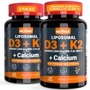 비타민 D3 20,000 IU + K2 비타민 (MK4 & MK7) 200mcg + 칼슘 시트레이트, Optimal 비타민 D3 K2 Softgel - 강한 뼈 & 근육, 칼슘 흡수, 비타민 D 결핍을 돕는, 삼키기에 쉬운, 2Pack
