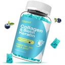 Collagen, Keratin, Hyaluronic 산, 피부, 머리 성장, 못, 여자 남자 성인 아이를 위한 비타민을 가진 Biotin Gummies - 60 Blueberry 맛 있는 Gummies