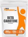 BulkSupplements.com 베타 카로틴 분말 - 베타 카로틴 보충, 비타민 Immune와 비전 지원을위한 보충 - 글루텐 무료, 봉사 당 900mg, 250g (8.8 oz) (팩 1)