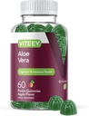 성인을위한 Viteey 알로에 Vera Gummies - 50mg - 소화 및 면역 건강 보조 - 알로에 Vera Supplement - Vegan, 젤라틴 무료, 글루텐 무료, GMO 무료, 맛있는 체할 수있는 라즈베리 맛 거미