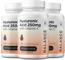 순수한 Hyaluronic 산 보충교재 비타민 C 50mg를 가진 250mg, 120 Vegan 캡슐 - 자연 놀, 머리, 못, 뼈 & 합동 건강 공식을 위한 피부 Hydration