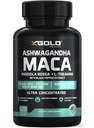 Ashwagandha 5,000mg + Maca Root Black, Red, Yellow 4,000mg, Rhodiola & L-Theanine : 30 : 1 추출물 Ashwagandha 캡슐, 20 : 1 추출물 Maca Root 캡슐 - 남성과 여성을위한 보충