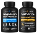 NutraChamps 완전한 뼈 & 대사 지원: 마그네슘 아연 D3 & Berberine 듀오