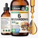 BIO KRAUTER 6 버섯 보충 6-in-1 - 사자 Mane, Shiitake, 터키 꼬리, Cordyceps, Reishi & Chaga 액체 추출물 - 버섯 Complex Tincture - Vegan Drop 4 Fl.Oz.