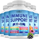 Echinacea, 비타민 C 및 아연 50mg, 비타민 D 5000 IU, Turmeric Curcumin & Ginger, B6, Elderberry를 가진 1개의 Immune 지원 부스터 보충교재에 대하여 8 (1개의 캡슐의 포장)