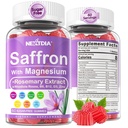 마그네슘 글리세린 Gummies를 가진 Saffron, 2 달 공급 -Sugar 무료 마그네슘 400/200mg w/Saffron, Rhodiola, Rosemary, B6, B12, S-leep, Calm, Focus, Relax, Nerve, Melatonin 무료 Gummies를 위한 D3